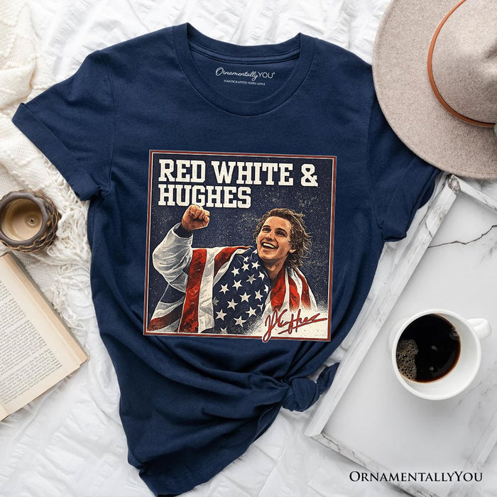 Jack Hughes USA Gold Hockey T-Shirt, American Sport Pride Tee T-Shirts OrnamentallyYou Navy XS