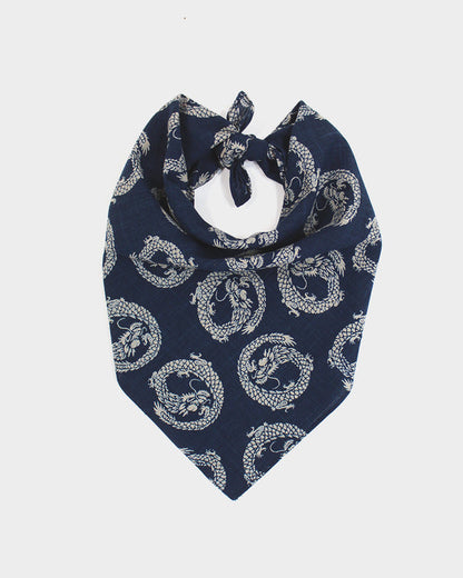 Kiriko Original Bandana, Classic, Indigo Circular Dragon