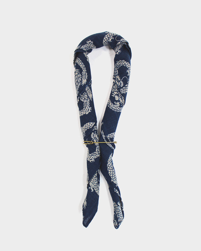 Kiriko Original Bandana, Classic, Indigo Circular Dragon