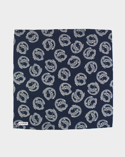 Kiriko Original Bandana, Classic, Indigo Circular Dragon