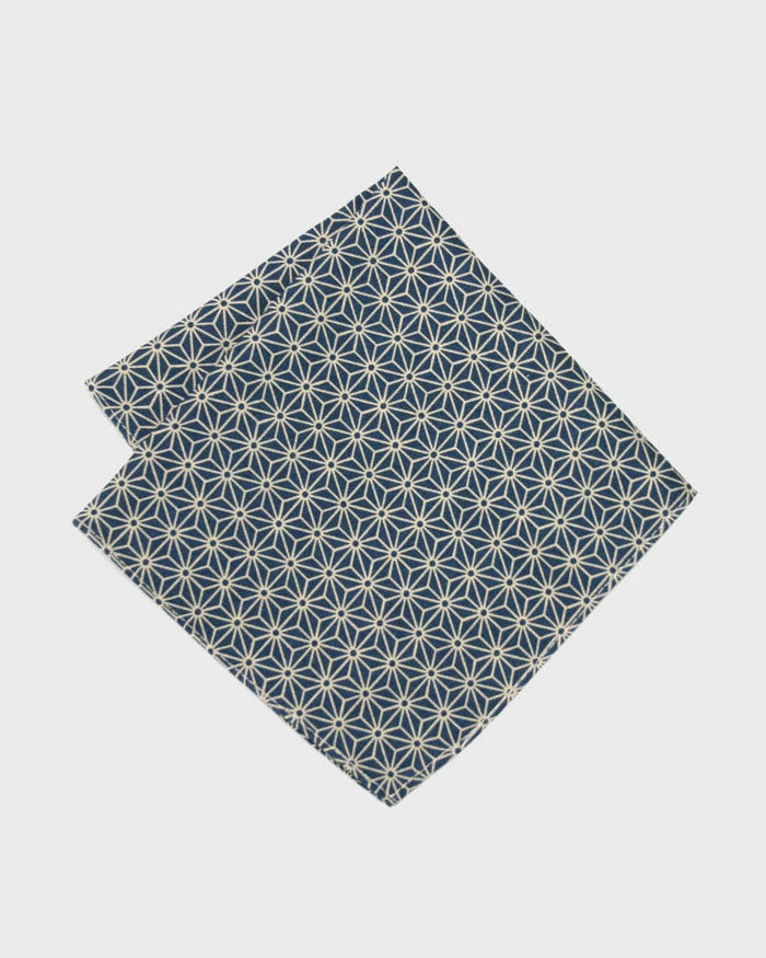 Kiriko Original Pocket Square, Teal Asanoha