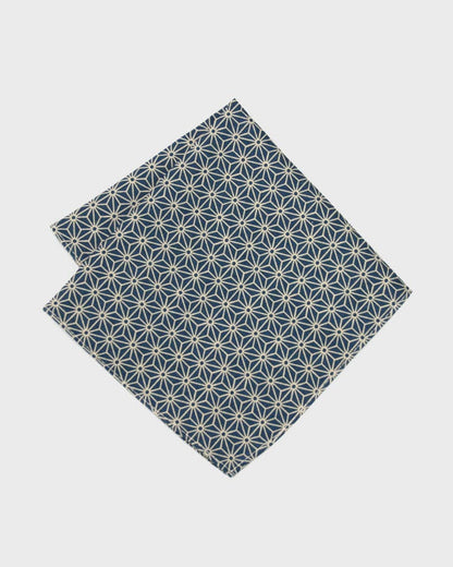 Kiriko Original Pocket Square, Teal Asanoha