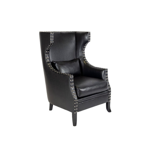 Kubric Onyx Black  Leather Club Chair