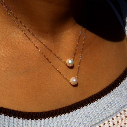 Leailoha 16" White Pearl Gold Filled Necklace