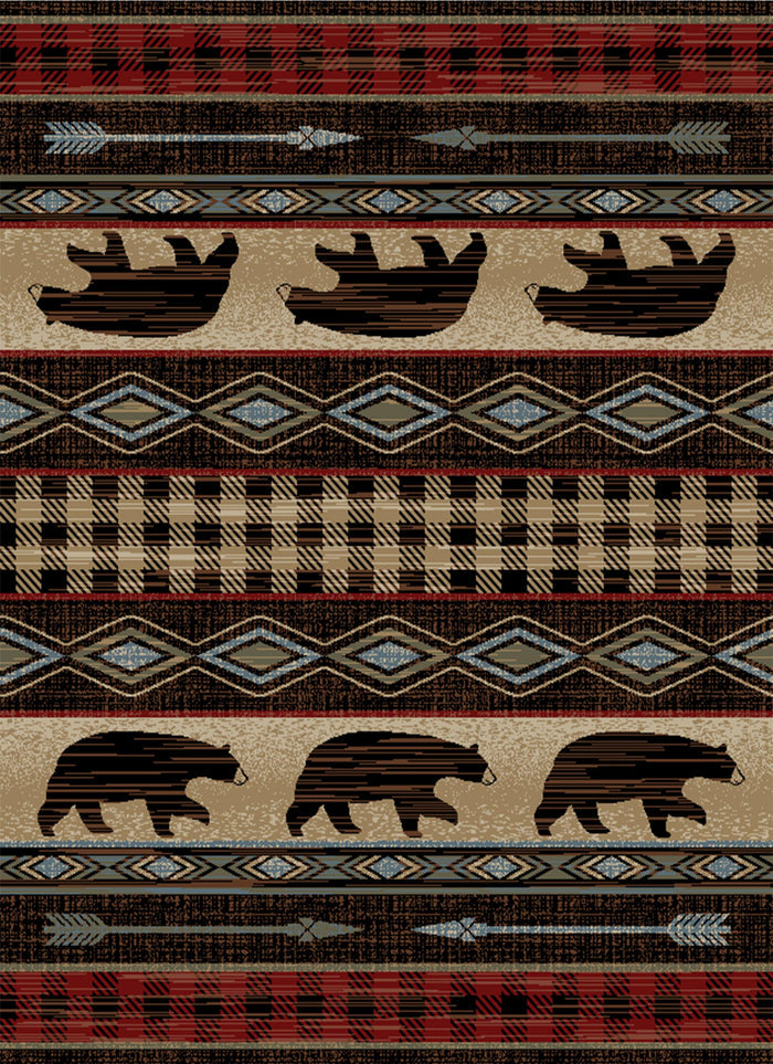 Lodge King Bear Down Red Area Rug