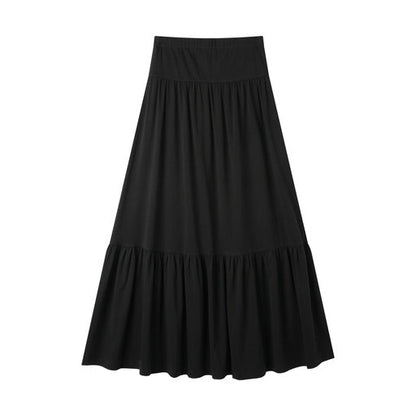 long knit tiered skirt - black