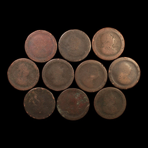 Lot of 10: King George III, Cartwheel Pennies, Low Grade - 1797 - Great Britain