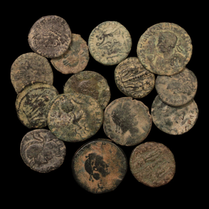 Lot of 15: Roman Empire, Late Roman Bronzes, Low Grade - c. 300s & 400s CE - Roman Empire