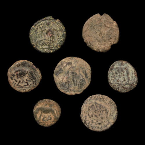 Lot of 7: Urbs Roma (Romulus & Remus) and Constantinopolis Commemoratives, Low Grade - c. 330 to 348 CE - Roman Empire