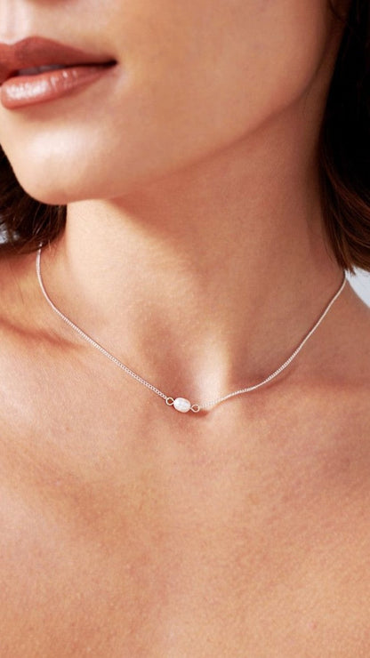 Kimmy Necklace - Silver/Pearl