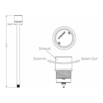 Lumien Brass Path Light Module with 18" Riser, 8W, 2700K, Adjustable Beam Spread, Antique Finish - w/  LAP-002