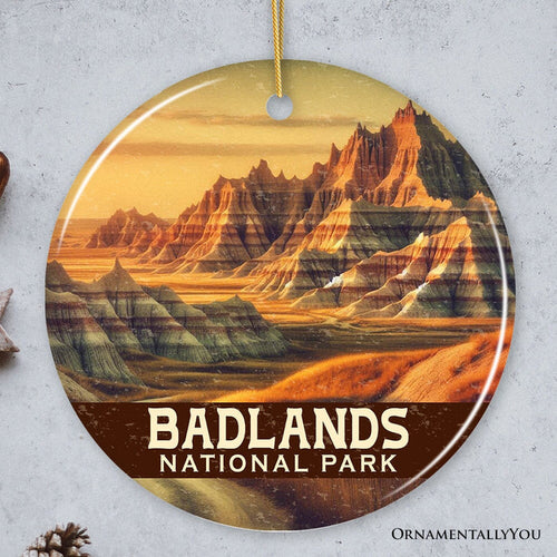 Majestic Badlands National Park Ornament, Scenic Western Landscape Christmas Gift and Nature Souvenir Ceramic Ornament OrnamentallyYou