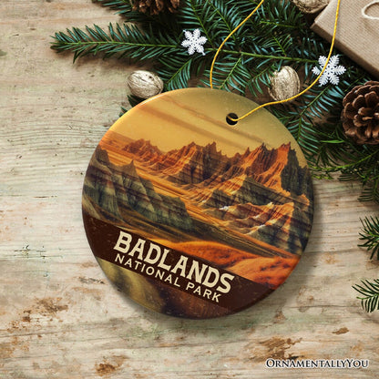 Majestic Badlands National Park Ornament, Scenic Western Landscape Christmas Gift and Nature Souvenir Ceramic Ornament OrnamentallyYou