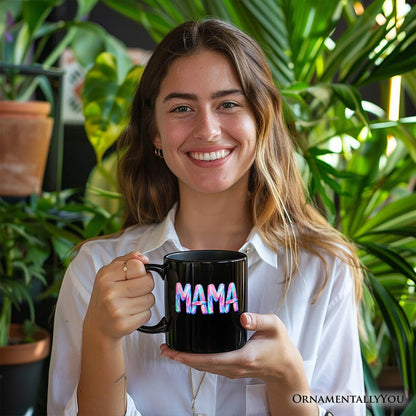 Mama Brushstroke Mug, Printed Faux Oil Paint Colorful Trendy Mom Gift Personalized Ceramic Mug OrnamentallyYou