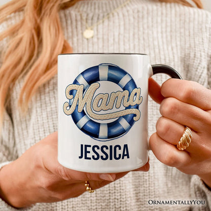 Mama Cruise Personalized Mug, Printed Faux Yarn Vacation Gift with Custom Name Personalized Ceramic Mug OrnamentallyYou