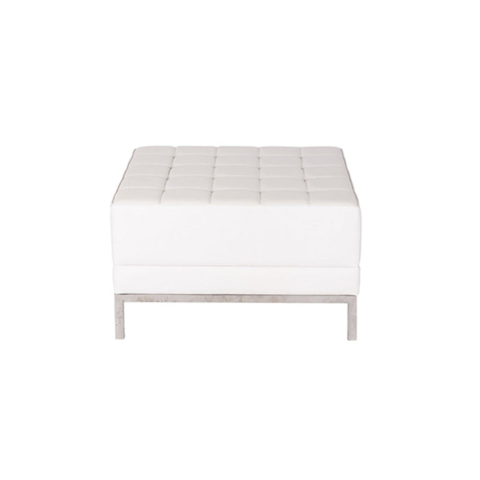 Margo White Leather Ottoman