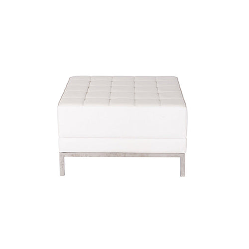 Margo White Leather Ottoman