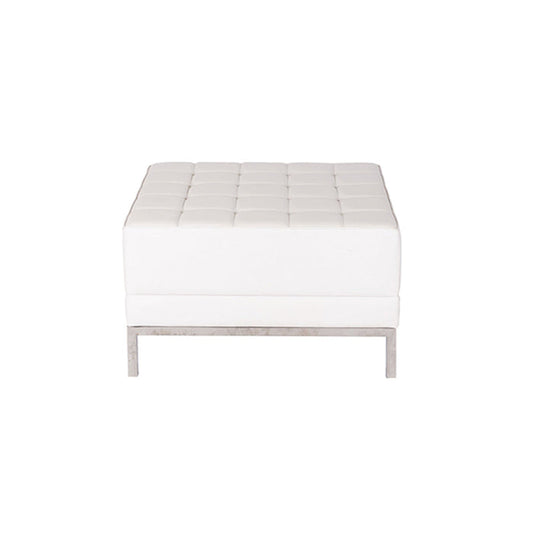 Margo White Leather Ottoman