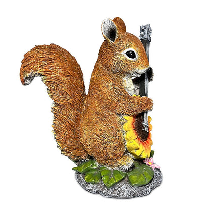 Melody of the Meadow Squirrel Garden Statue, 8" Sunflower Banjo Outdoor Decor Resin Statues OrnamentallyYou