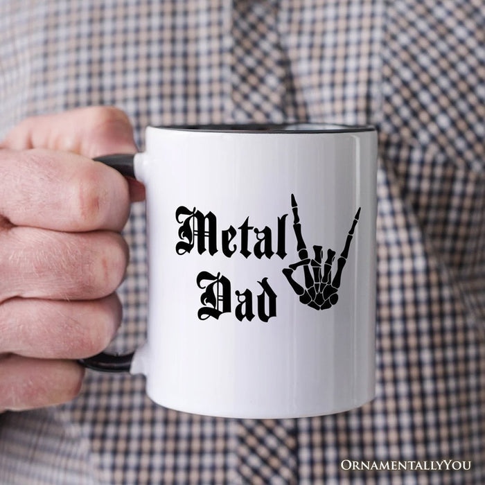 Metal Dad Skeleton Mug, Rock Music Hand Sign Gift Personalized Ceramic Mug OrnamentallyYou