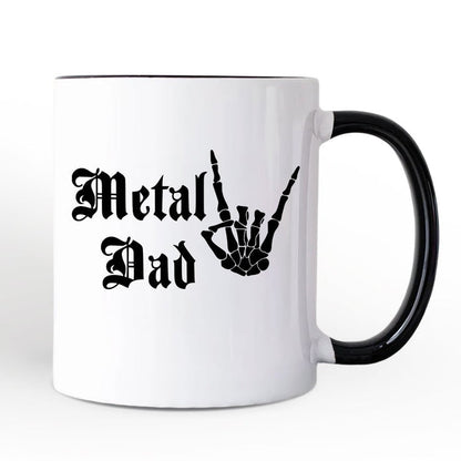 Metal Dad Skeleton Mug, Rock Music Hand Sign Gift Personalized Ceramic Mug OrnamentallyYou
