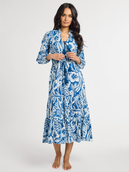 Astrid Dress in Blue Hibiscus