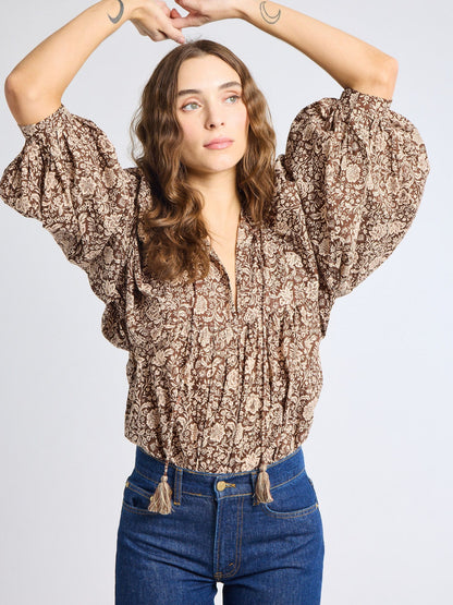 Charlie Top in Cocoa Floral
