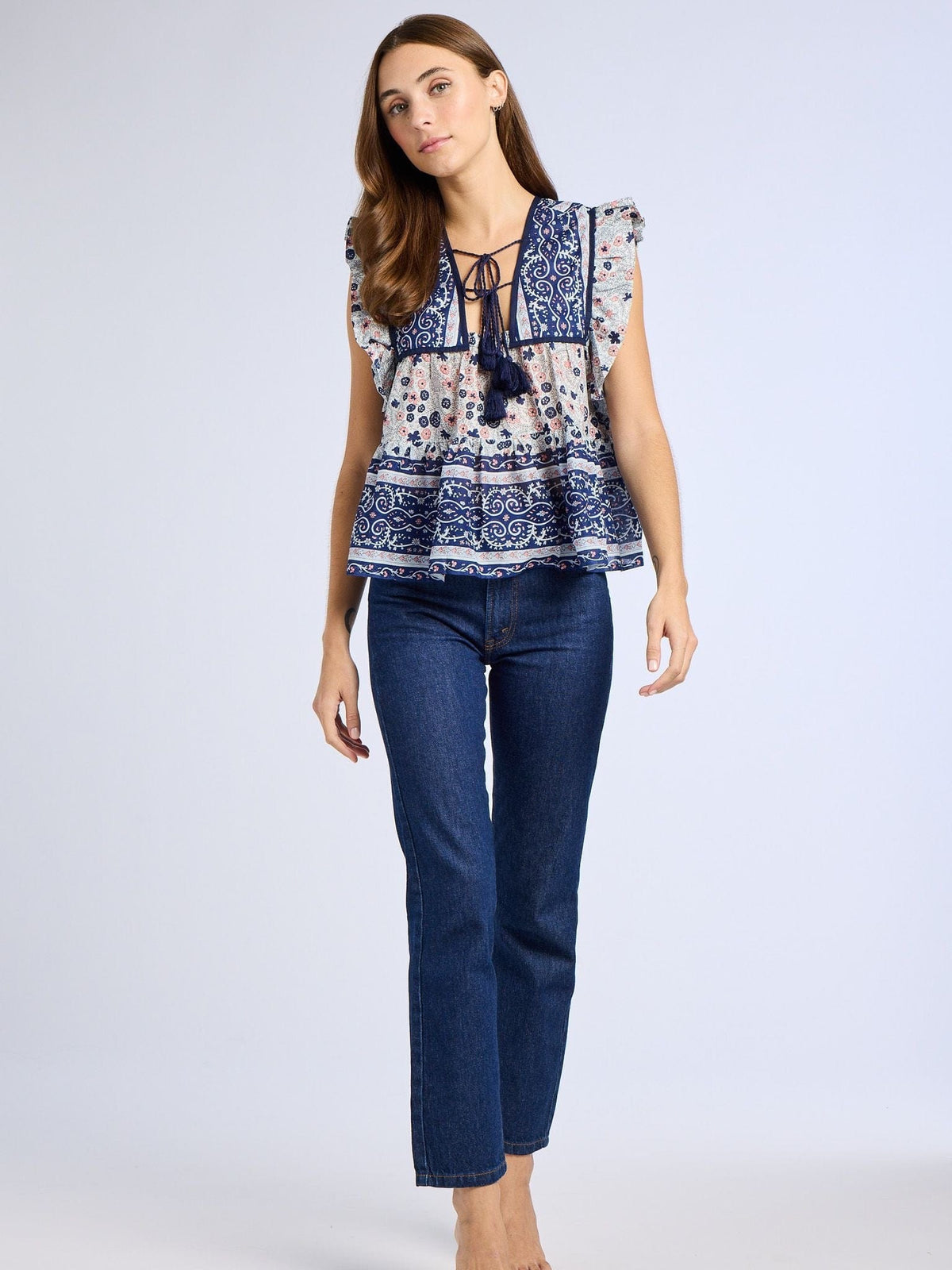 Chelsea Top in Navy Floral
