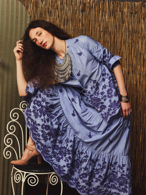 Florian Top in Periwinkle Embroidery
