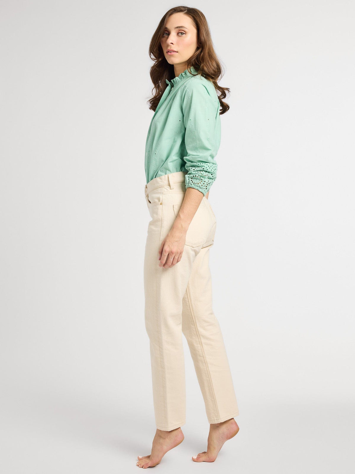 Francesca Top in Pistachio Eyelet