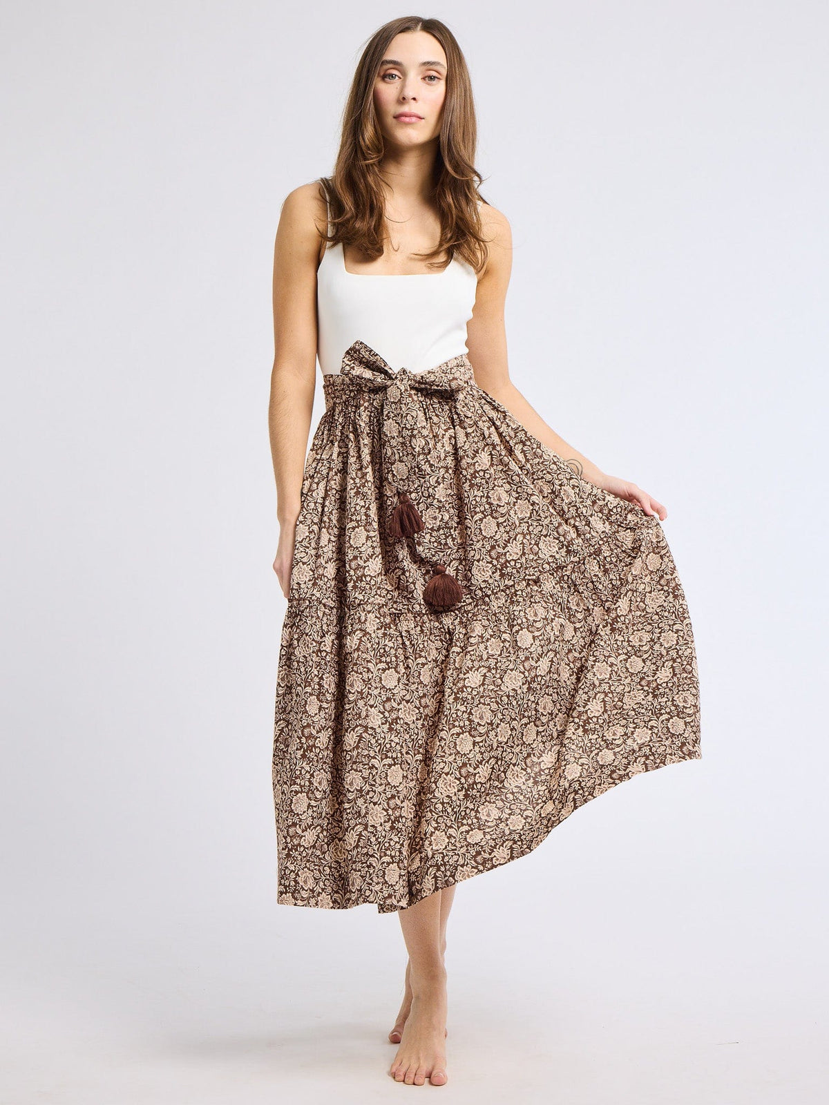 Françoise Skirt in Cocoa Floral