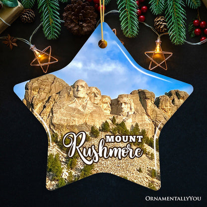 Mount Rushmore National Memorial Scenic Ceramic Ornament, South Dakota Souvenir Christmas Decoration Ceramic Ornament OrnamentallyYou Star