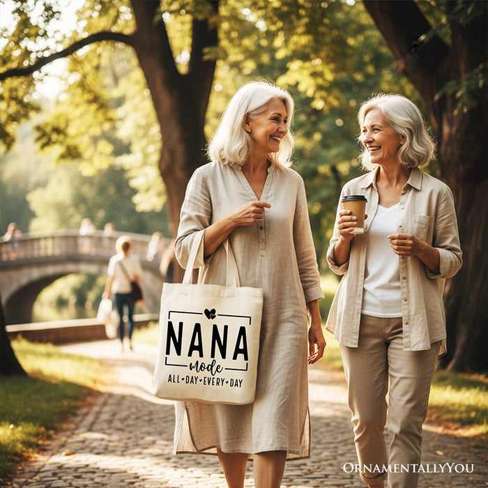 Nana Mode Canvas Tote Bag, All Day Every Day Gift Shopper for Grandma Tote Bag OrnamentallyYou