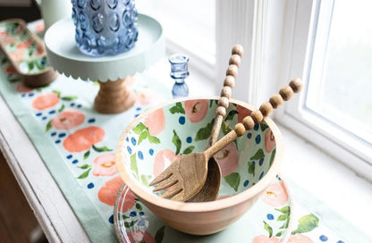 Natural Wood Beaded Serving Set