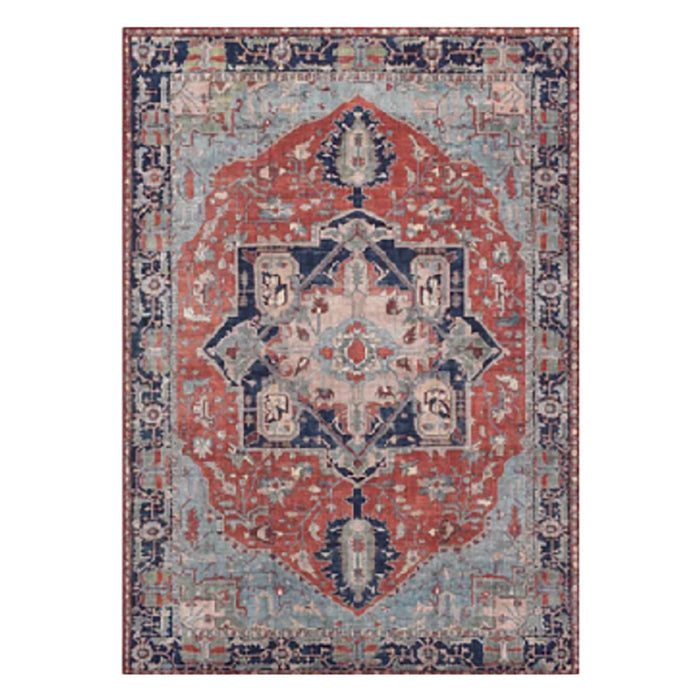 Navy and Red Traditional Rug
