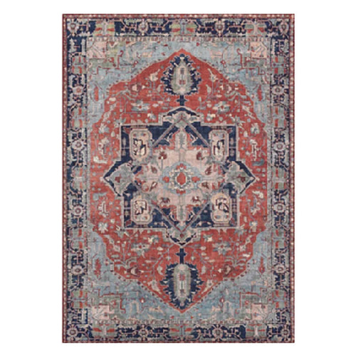 Navy and Red Traditional Rug
