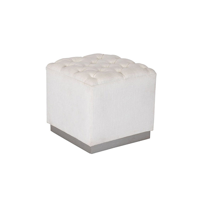 Nicolette White Iridescent Velvet Ottoman
