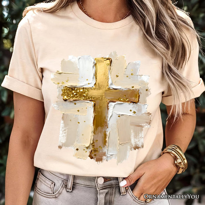Oil Brushstroke Cross T-Shirt, Christian Faith Jesus Easter Tee T-Shirts OrnamentallyYou