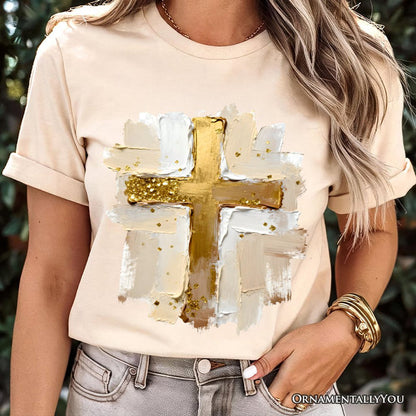 Oil Brushstroke Cross T-Shirt, Christian Faith Jesus Easter Tee T-Shirts OrnamentallyYou