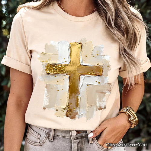 Oil Brushstroke Cross T-Shirt, Christian Faith Jesus Easter Tee T-Shirts OrnamentallyYou