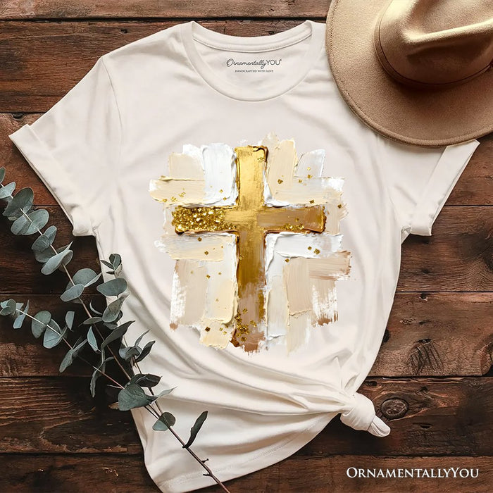 Oil Brushstroke Cross T-Shirt, Christian Faith Jesus Easter Tee T-Shirts OrnamentallyYou Natural XS
