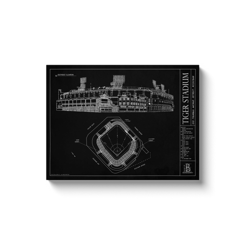 Old Tiger Stadium 18x24" Canvas Wrap - Black