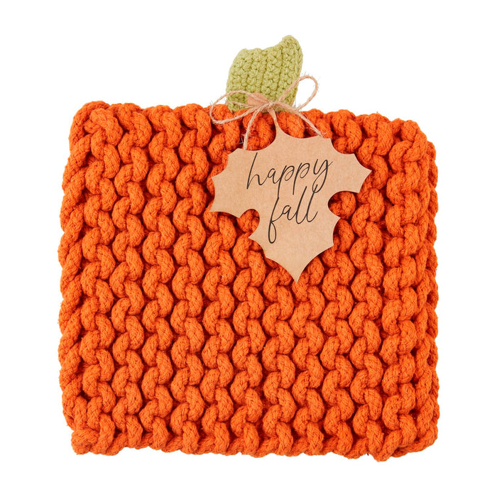 Orange Pumpkin Knit Trivet