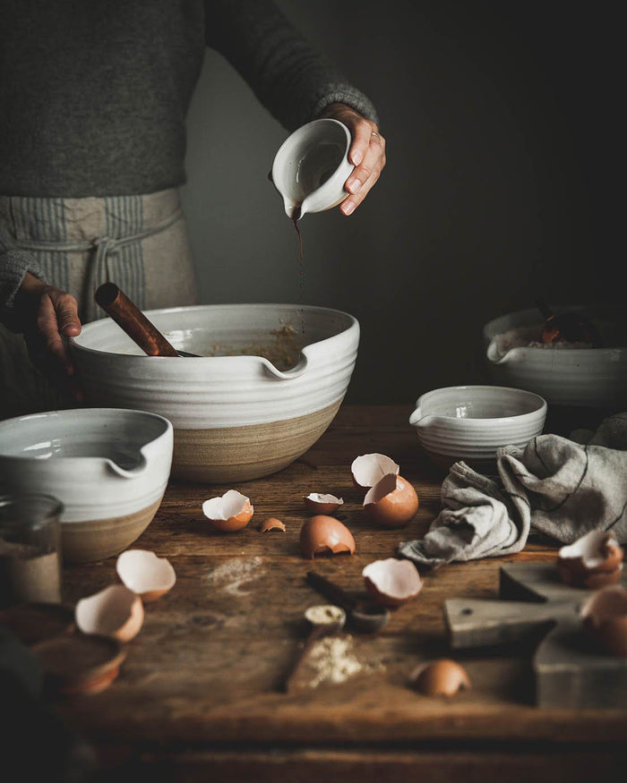 Pantry Stoneware Mixing Bowl — bowl used while preparing batter; Farmhouse Pottery