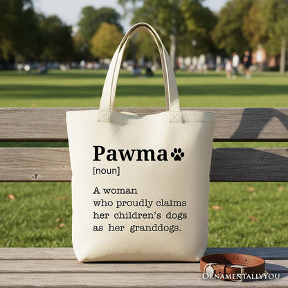 Pawma Definition Canvas Tote Bag, Funny Dog Lovers Mom Gift Shopper Tote Bag OrnamentallyYou Beige