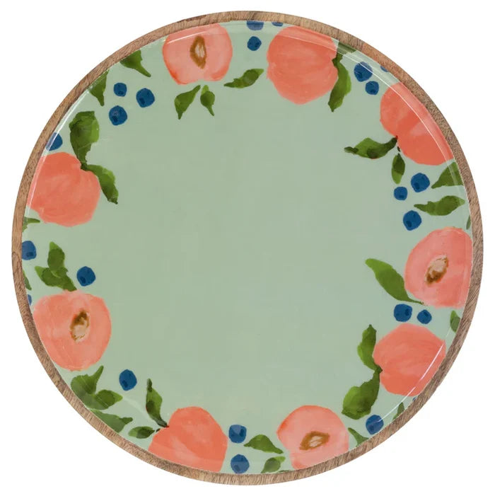 Peaches Round Mango Wood Platter