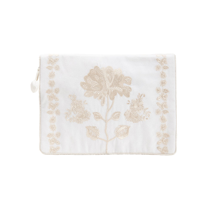 Ivory Peony lingerie envelope with floral embroidery by Lenora