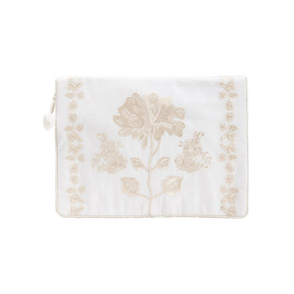 Ivory Peony lingerie envelope with floral embroidery by Lenora