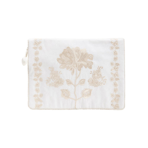 Ivory Peony lingerie envelope with floral embroidery by Lenora