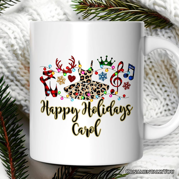 Personalized Mug Ballet Buffalo Plaid Christmas, Dance Teacher Gift Personalized Ceramic Mug OrnamentallyYou